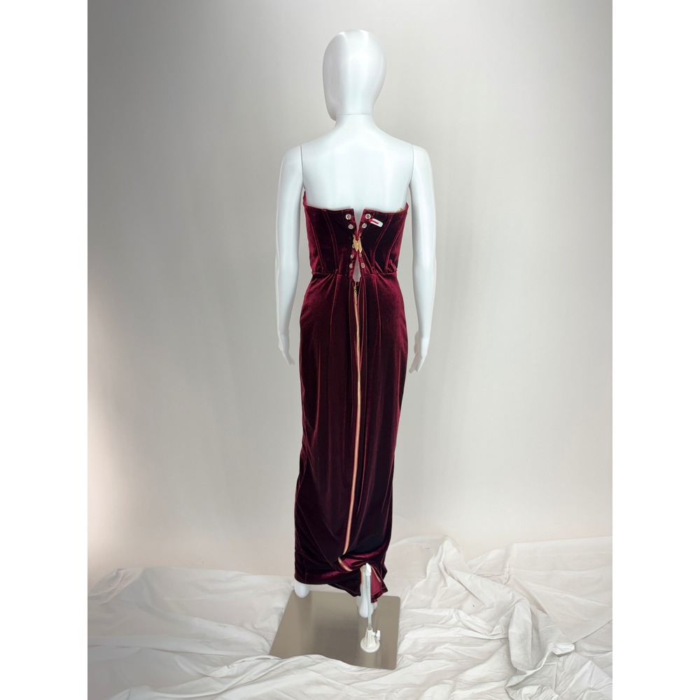 Bronx and Banco Florentina Strapless Velvet Gown Lace Up Back Size XL NO TIE - Picture 9 of 10
